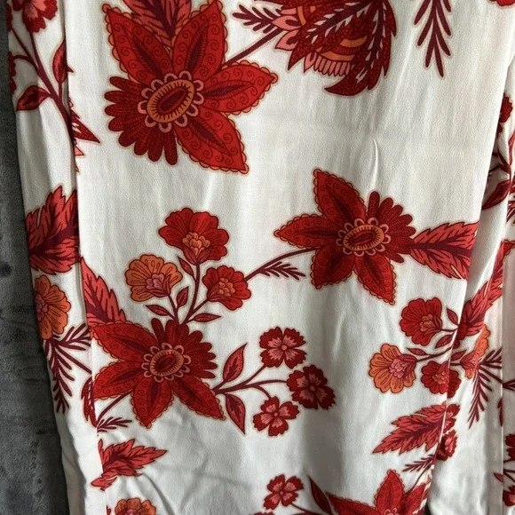 Loft Women's Small Floral Pull On Wide Leg Cropped Pants Pockets Travel Resort - Picture 8 of 16